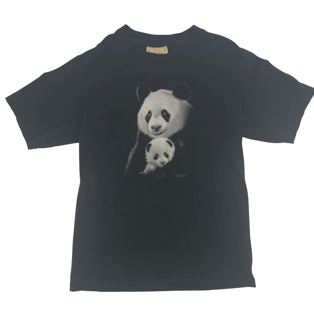 The Mountain Panda Graphic Tee Vintage 2007 Black Kids Size Large USA Made